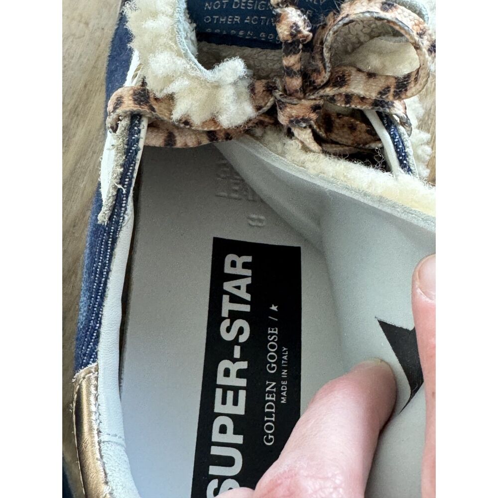 GOLDEN GOOSE Superstar Classic Denim Shearling Shoe in Blue/ Beige Size 8 - Picture 2 of 9